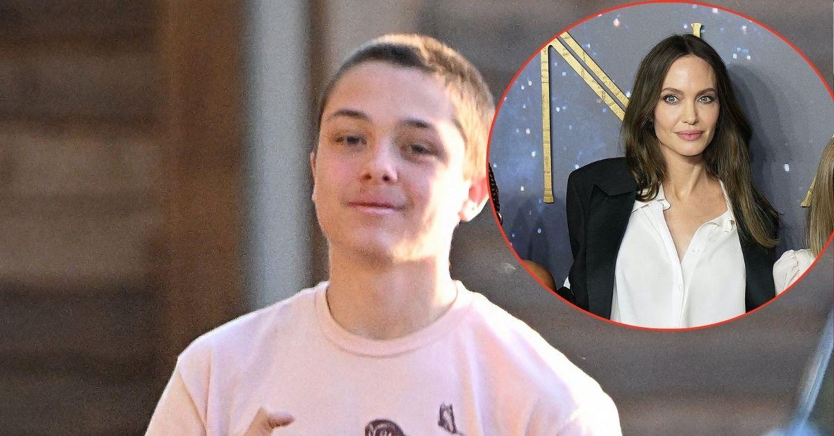 image of Angelina Jolie's son Knox sported a new hairdo.