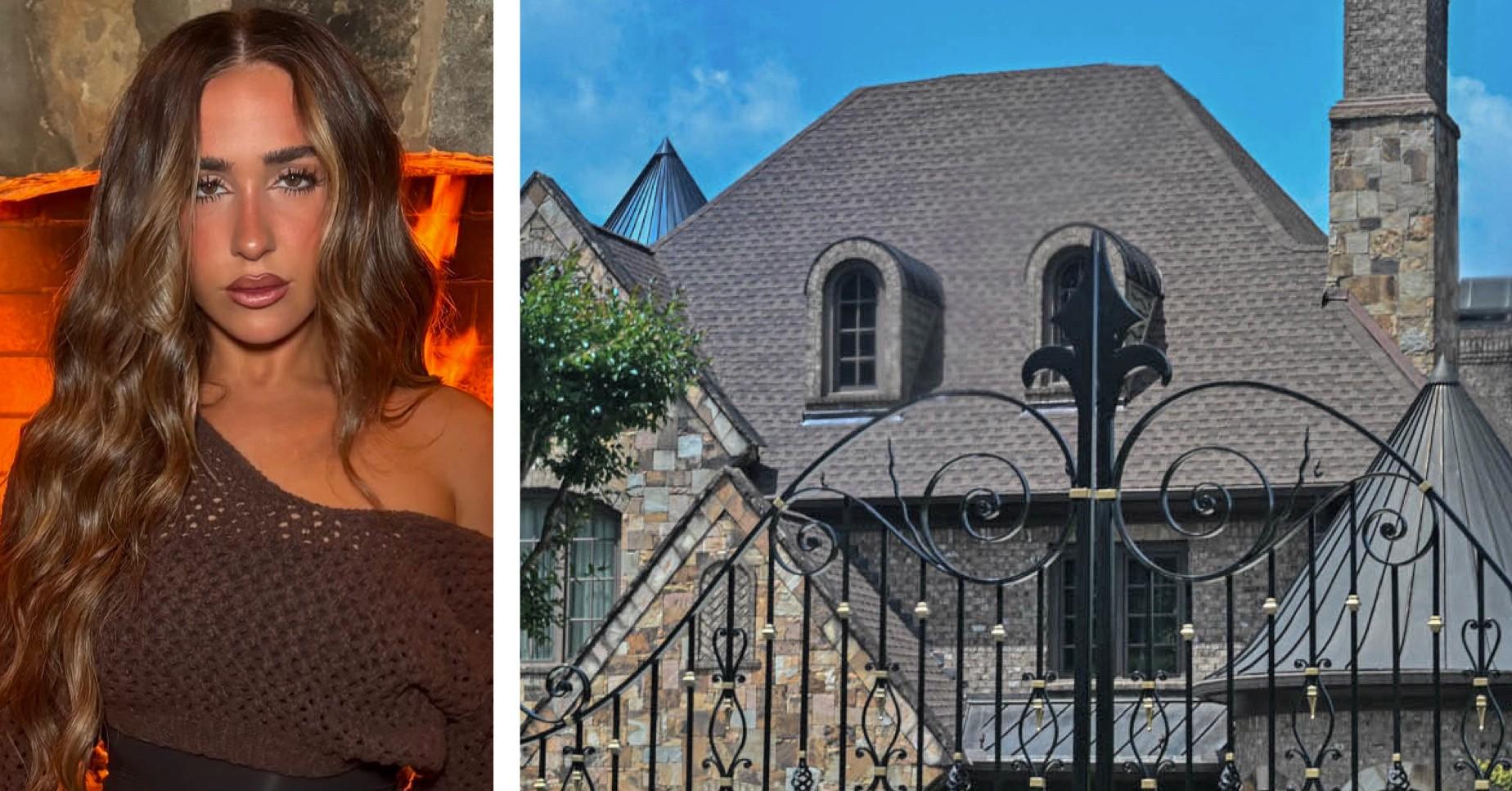 Composite photo of Ariana Biermann and the former Biermann home.