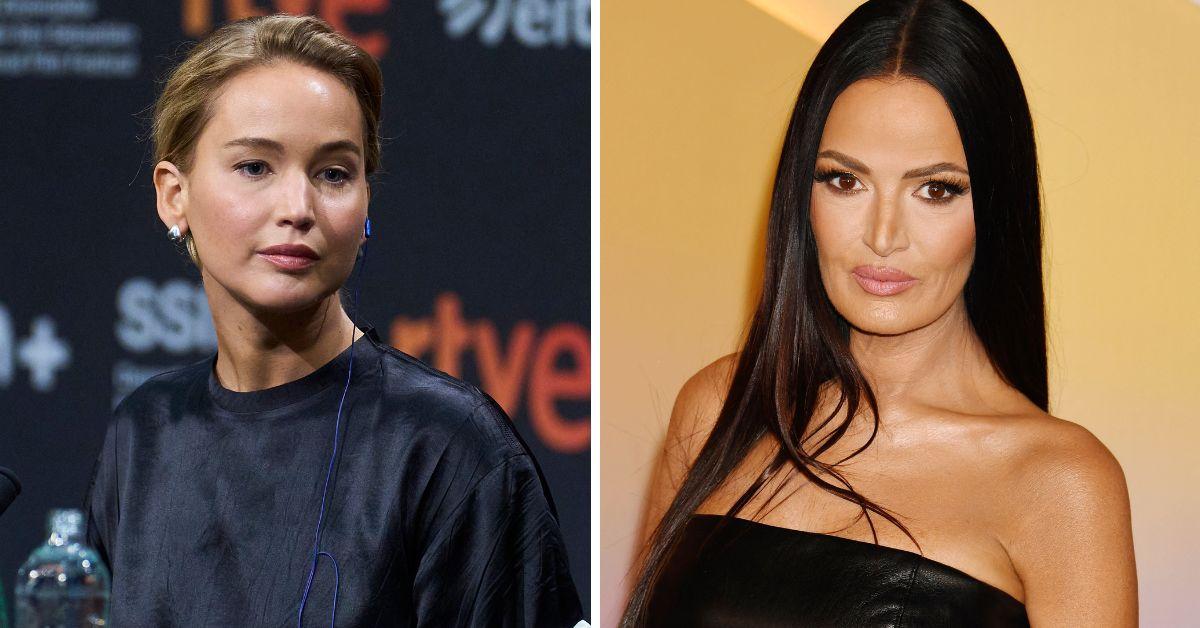 split photo of jennifer lawrence and lisa barlow