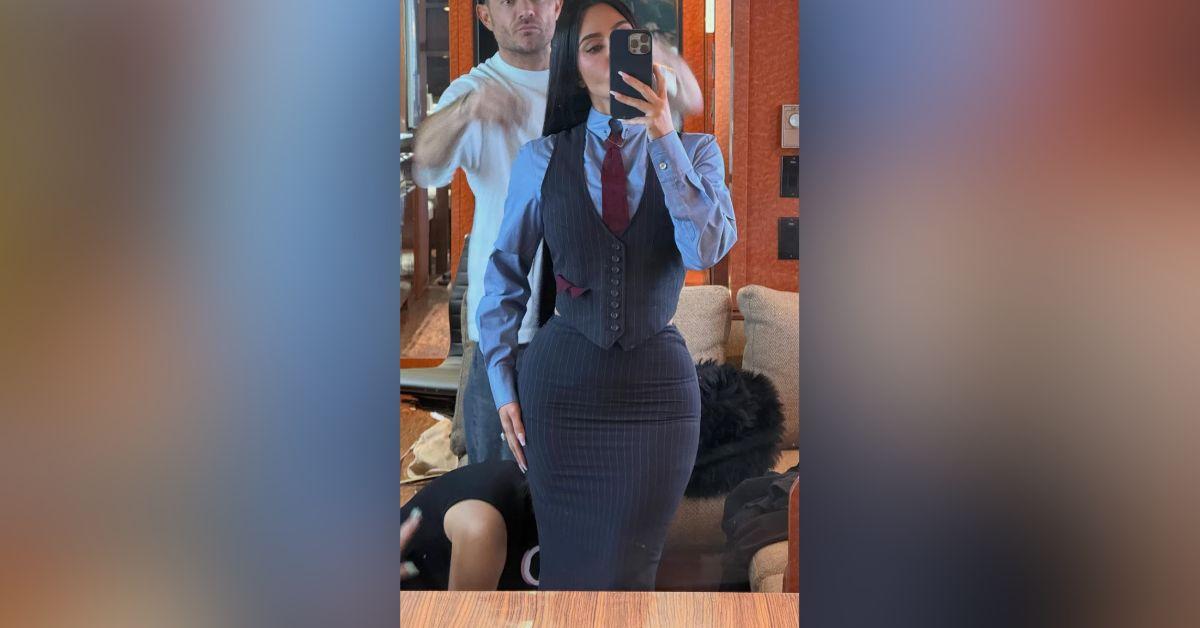 Image of Kim Kardashian showed off her 'All's Fair' costume.