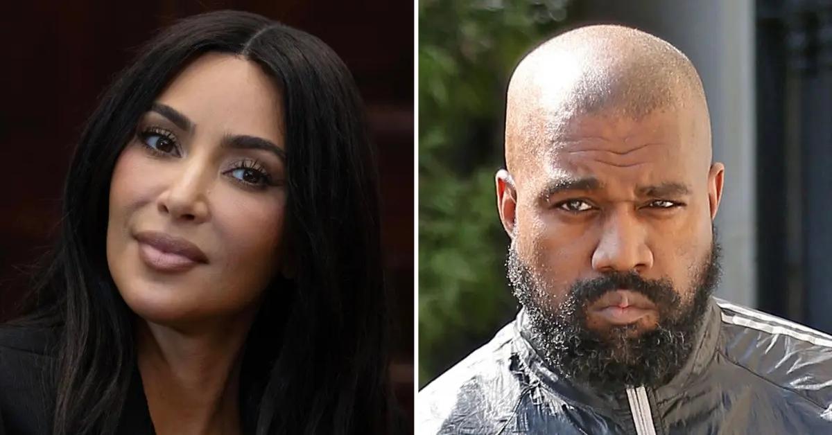 Split photo of Kim Kardashian and Kanye West