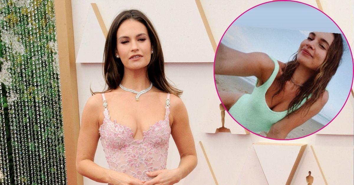 image of Lily James soaked up the sun in Australia.
