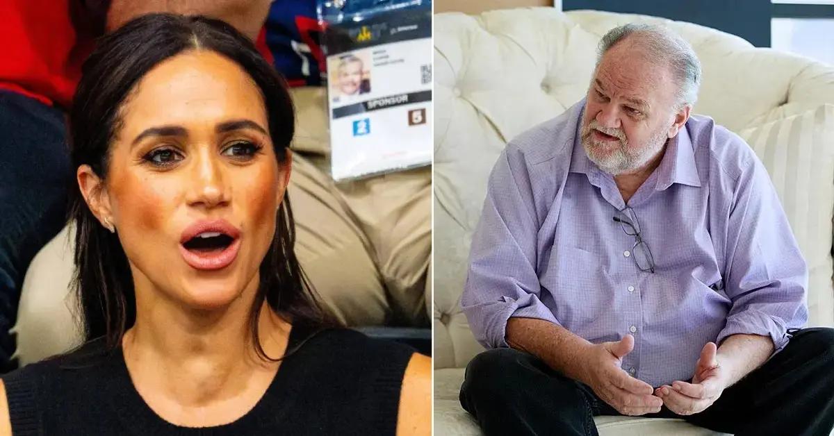 Split photo of Meghan Markle and Thomas Markle.