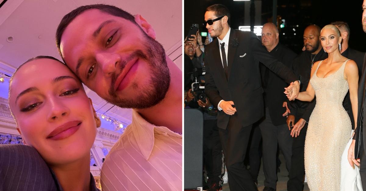Photo of Elsie Hewitt with Pete Davidson and a picture of Pete Davidson with Kim Kardashian