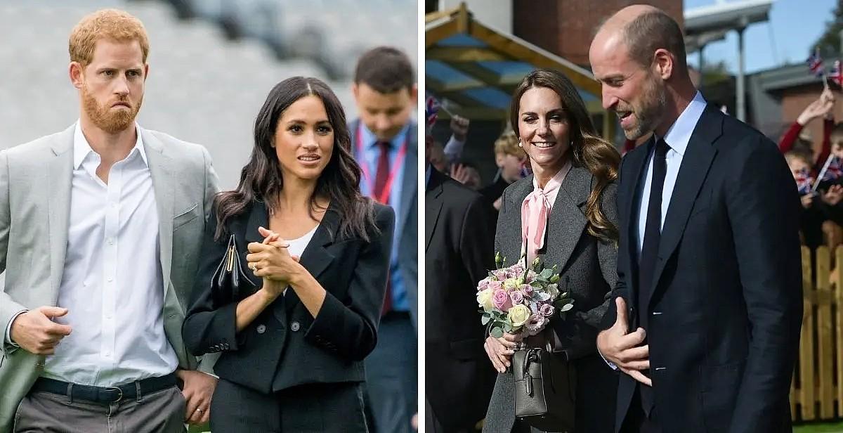 photo of Prince Harry, Meghan Markle, Kate Middleton and Prince William. 